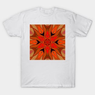 Cartoon Mandala Flower Orange T-Shirt
